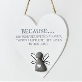 'Because Someone We Love Is In Heaven' Heart Pebble Hanging Sign - Bereavement (WAS £4.50)