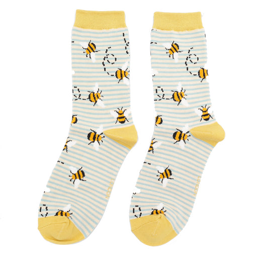 Miss Sparrow Bee and Stripes Duck Egg & Cream - One Size (Size 4-7)