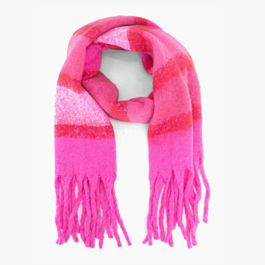 Blair Heavyweight Scarf - Fuchsia, Colour Block Stripe