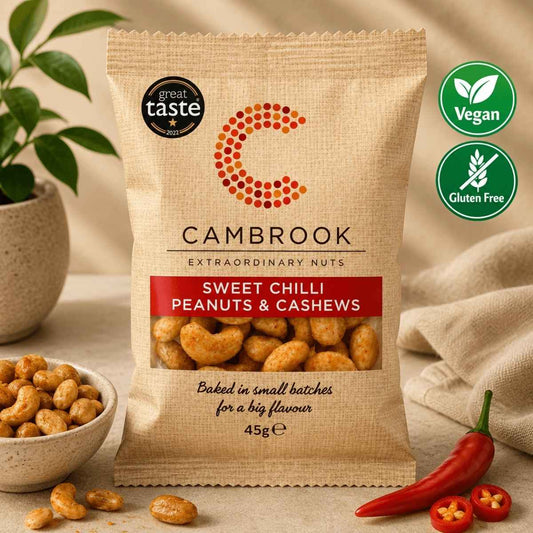 Cambrook - Baked Sweet Chilli Peanuts & Cashews 45g (Vegan/Gluten Free)