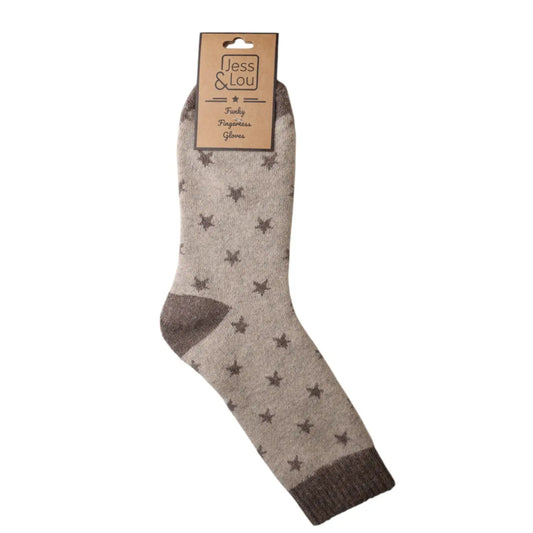 Cappuccino Star Cosy Socks - Ladies Size 4-7