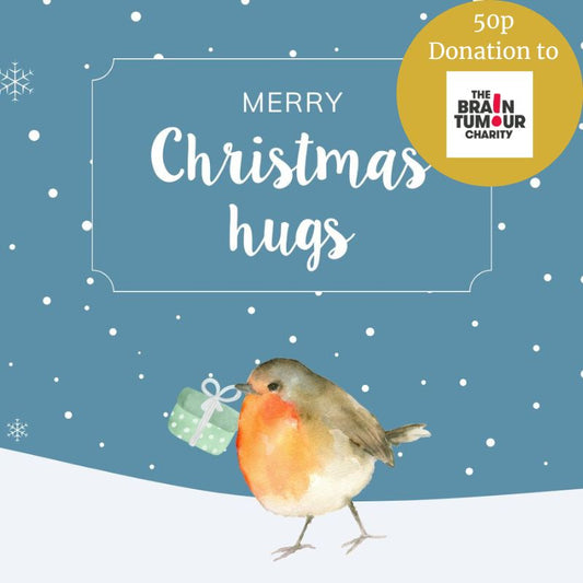 'Merry Christmas Hugs' Card - Robin