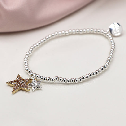 Double Crystal Inset Star Bracelet