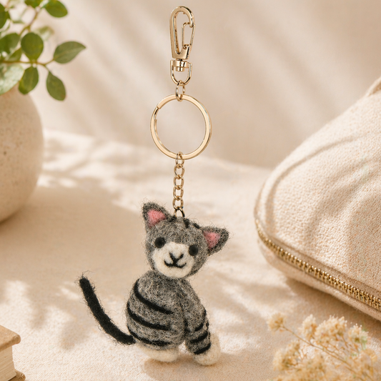 Cat Felt Keyring