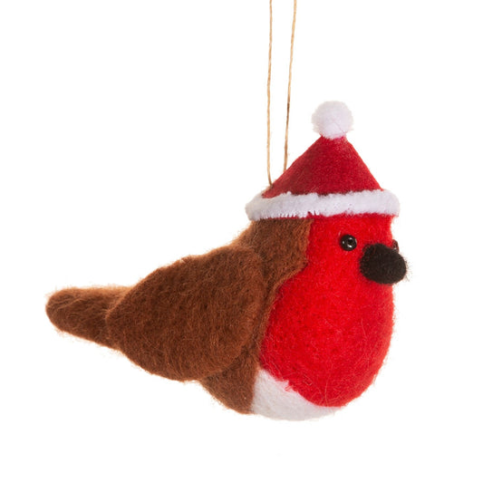 Festive Robin Felt Hanging Decoration