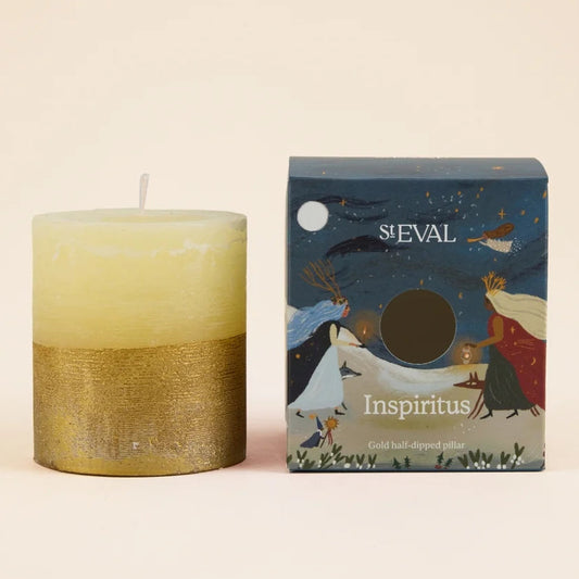 St Eval Inspiritus Gold Half- Chunky Dipped Pillar Candle