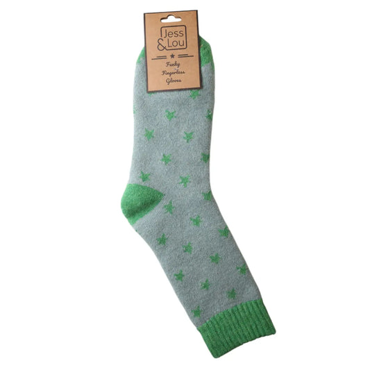 Green Star Cosy Socks - Ladies Size 4-7