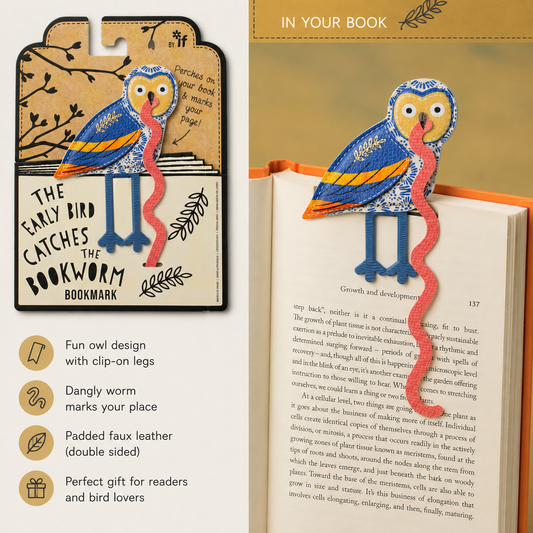 Early Bird Faux Leather Owl Bookmark