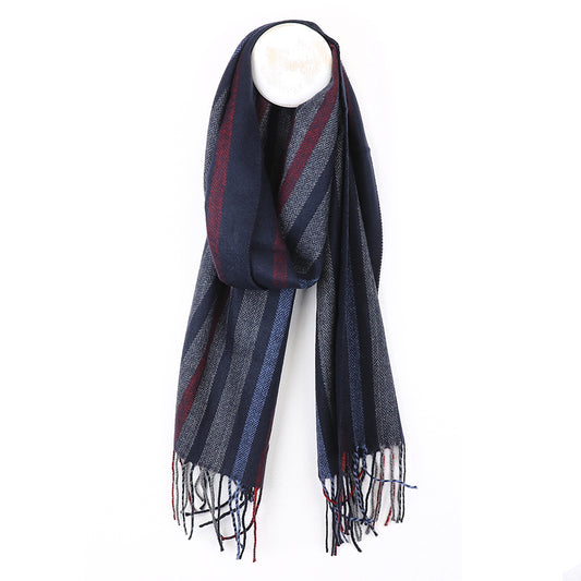 Men's Blue Mix Herringbone Striped Scarf