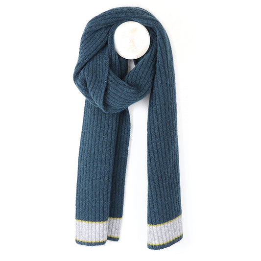 Men's Dusky Teal Knit Contrast Trim Scarf
