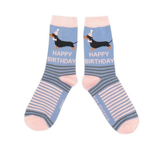 Miss Sparrow Birthday Sausage Dogs Denim- One Size (Size 4-7)