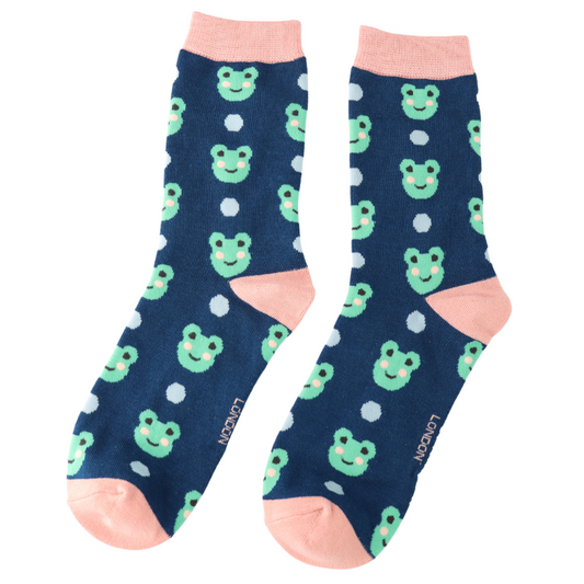 Miss Sparrow Frogs & Spots Navy - One Size (Size 4-7)