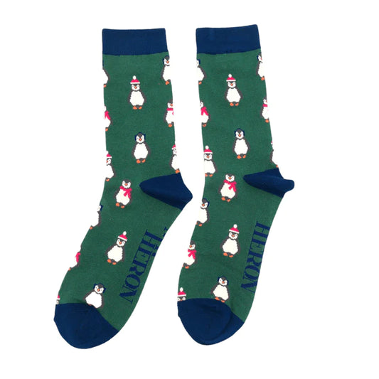 Men’s Little Penguin Socks Green (Size 7-11)