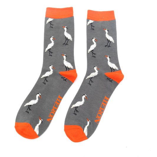 Mens Heron Socks In Grey - One Size (Size 7-11)