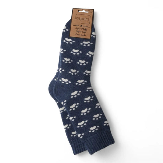 Navy Paw Print Super Cosy Men's Socks