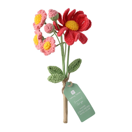 Pink Daisy Crochet Sprigs - 18cm