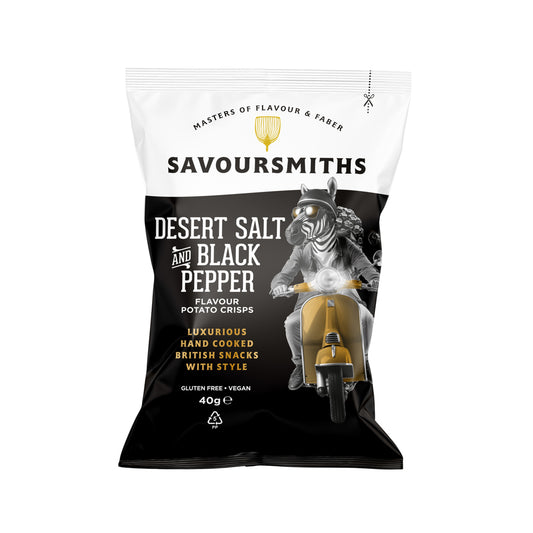 Savoursmiths - Desert Salt and Black Pepper Flavour Potato Crisp 40g (Vegan Friendly and Gluten Free)