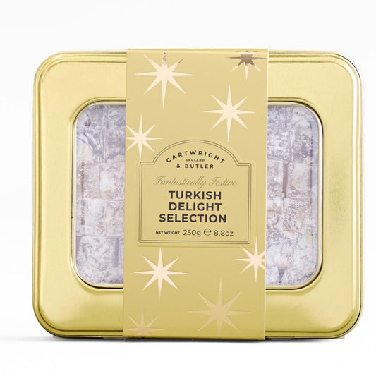 Turkish Delight Selection  In Gold Christmas Tin