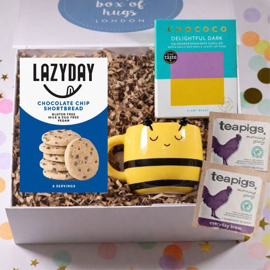 Vegan Tea and Treats Gift Box – Mug, Biscuits & Chocolate Care Package