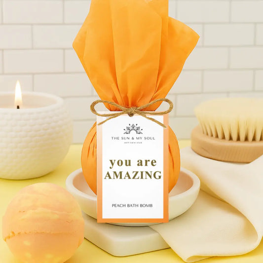 You Are Amazing - Peach Bath Bomb Uplifting Soak (Vegan Friendly)
