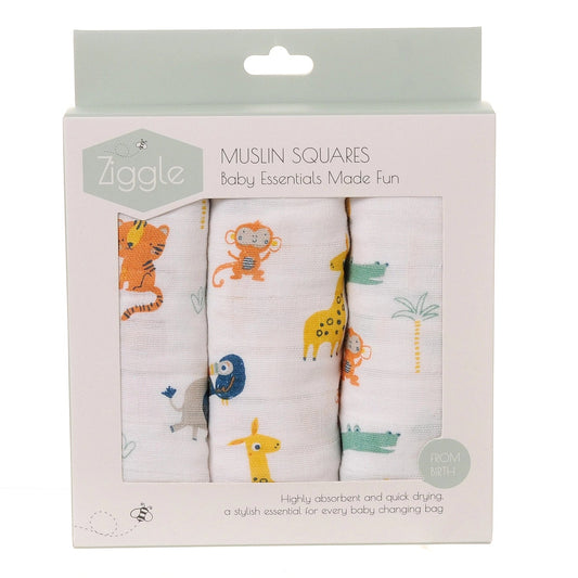 Ziggle Savanna Animals Baby Muslin Set