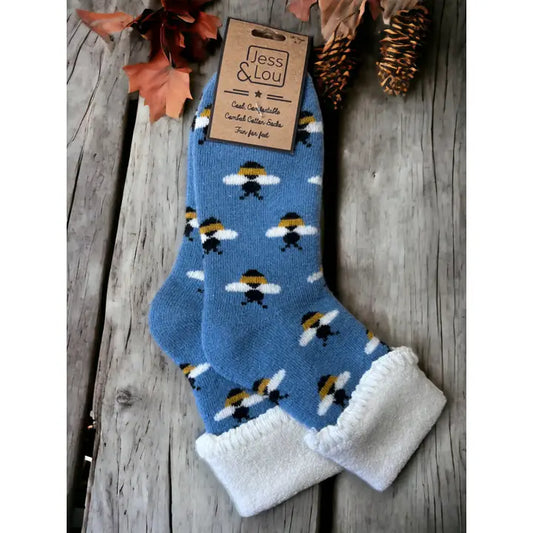 Jess & Lou Super Soft Beautiful Bees Cosy Cuff Socks
