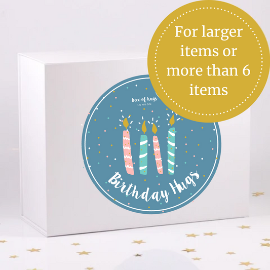 Extra Large White Magnetic Box For Larger Items Or More Than 6 Items - With Birthday Hugs