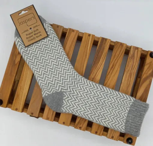 Handsome Herringbone Grey Super Cosy Men’s Slipper Socks