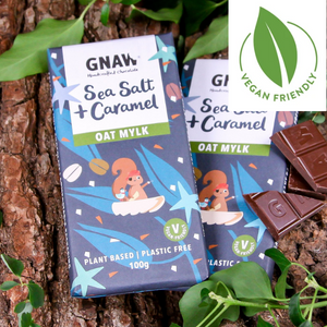 Gnaw Sea Salt & Crunchy Caramel Oat Mi!lk Chocolate Bar • Vegan
