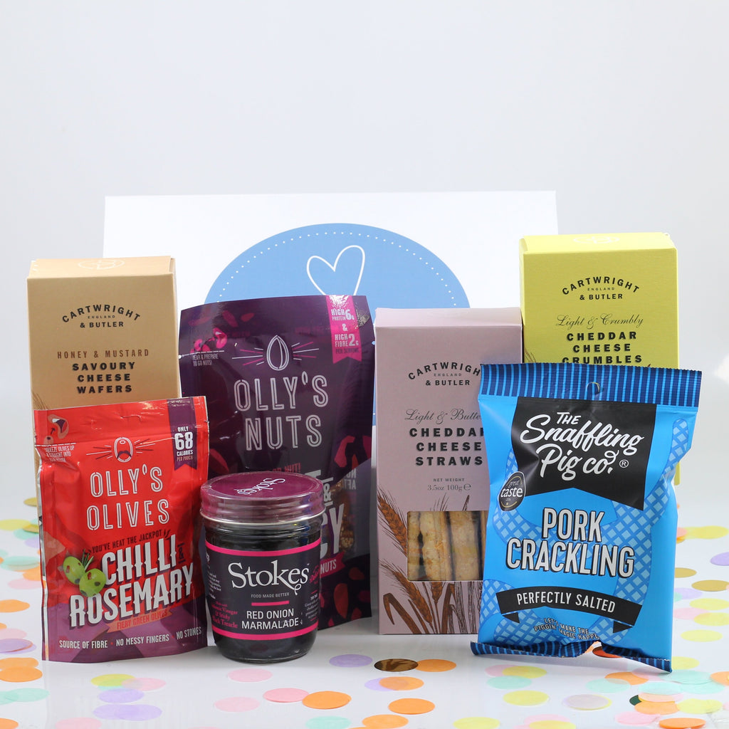 The Savoury Treats Hug In A Box Gift Hamper Next Day Delivery Box