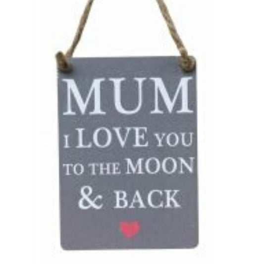 Mum I Love You To The Moon & Back Mini Hanging Sign