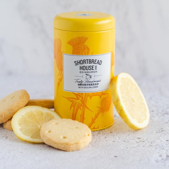 Tin of Truly Handmade Shortbread Biscuits with Sicilian Lemon