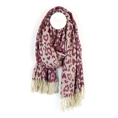 Red Reversible Animal Print Heart Scarf